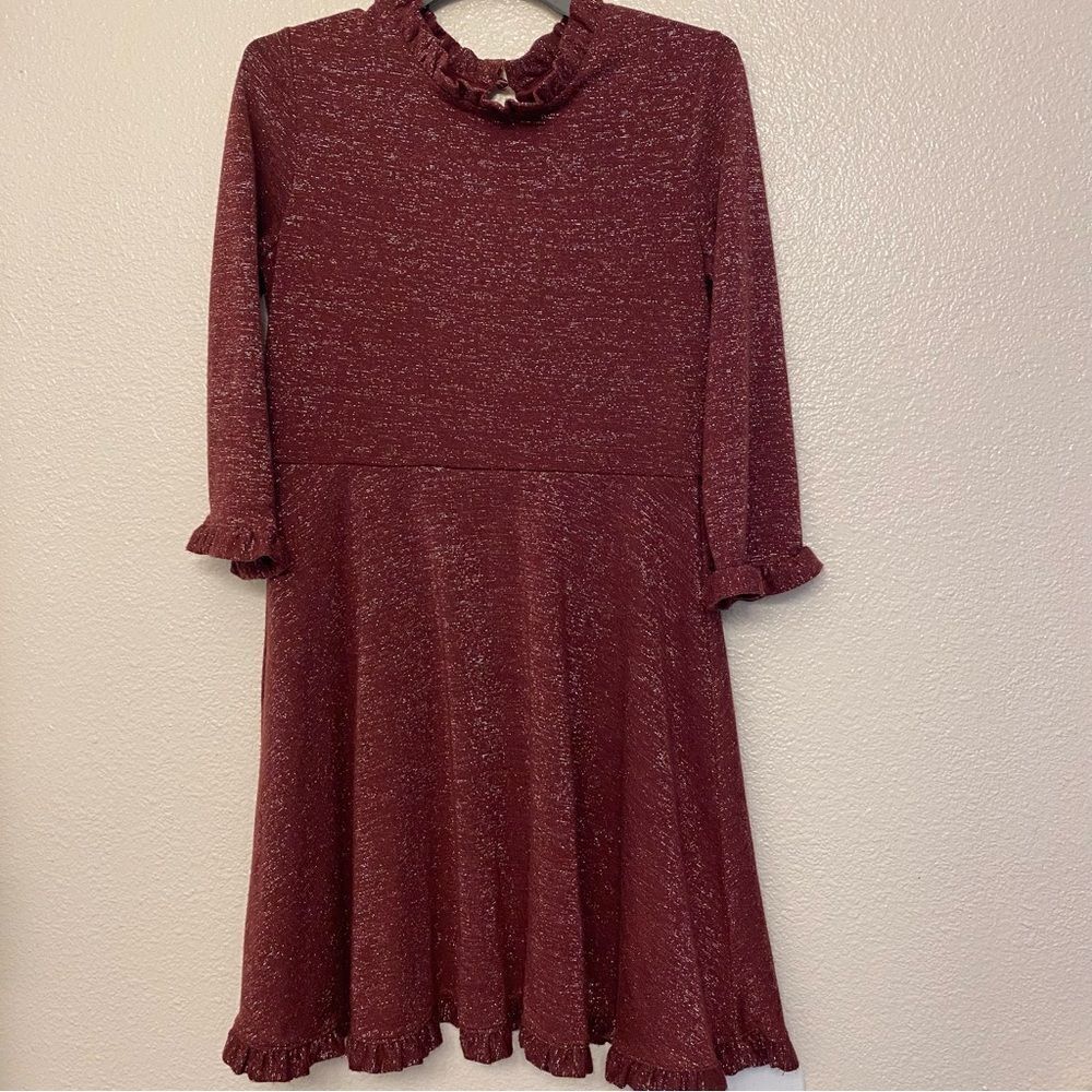 Cat & Jack formal girls fall holiday red long sleeve mock neck dress L 10-12